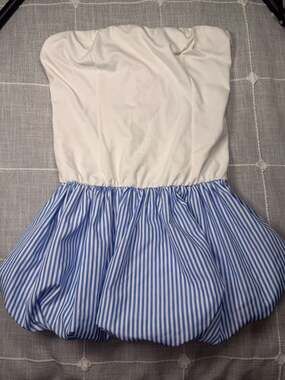 NWOT Y2K Kali Fashions Women's Mini Bubble Dress White&Blue Striped Medium